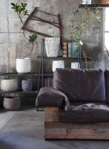 Wood & Leather Double Sofa